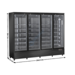 Armoire vitrée 4 portes battante 2248 Litres - NOIR - Ligne GMS | RCG2500B | COOL HEAD
