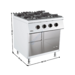 Cuisinière 4 zones gaz sur meuble - Série ECO | 71780405 | COMBISTEEL