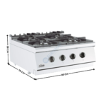 Cuisinière 4 zones gaz à poser - Série ECO | 71780205 | COMBISTEEL