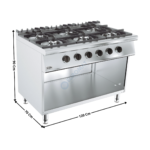 Cuisinière 6 zones gaz sur meuble - Série ECO | 71780410 | COMBISTEEL