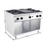 Cuisinière 4 zones + plaque coup de feu gaz sur meuble - Série ECO | 71780585 | COMBISTEEL