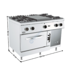Cuisinière 4 zones + plaque coup de feu sur four gaz - Série ECO | 71780590 | COMBISTEEL