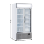 Armoire vitrée 2 portes battantes 882L. Blanc/Gris - Avec Caisson Lumineux | TKG800H | COOL HEAD