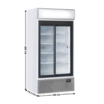 Armoire vitrée 2 portes coulissantes 795L. Blanc/Gris - Avec Caisson Lumineux | TKG800S | COOL HEAD