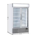 Armoire vitrée 2 portes battantes 1082L. Blanc/Gris - Avec Caisson Lumineux | TKG1000H | COOL HEAD