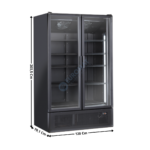 Armoire vitrée 2 portes battantes 1200L. Noir - Version "High Load" | TKG1200B | COOL HEAD
