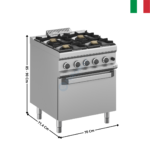 Fourneau 4 zones TXL avec four gaz statique MAGISTRA 700 | MFB77FGXL | MBM ITALY