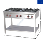 Fourneau 6 feux vifs gaz sur support | SPF120G | REDFOX