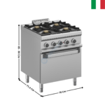 Fourneau 4 zones TXL avec four électrique statique MAGISTRA 700 | MFB77FEXL | MBM ITALY