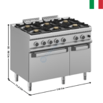 Fourneau 6 zones TXL avec four gaz statique MAGISTRA 700 | MFB711AFGXL | MBM ITALY