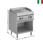 Plaque 2 zones acier - semi rainurée gaz MAGISTRA 700 | MFTG77ALR | MBM ITALY