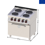 Fourneau électrique avec four à air chaud GN 1/1 - Série REDFOX 700 | SPT708011VE | REDFOX