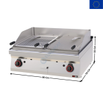Grill pierre de lave à gaz à poser - Série REDFOX 700 | GL7008G | REDFOX