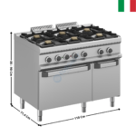Fourneau 6 zones TXL avec four électrique statique MAGISTRA 700 | MFB711AFEXL | MBM ITALY