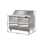 Saladette réfrigérée à couvercle 4 tiroirs - 18 x GN1/6 - Gamme américaine | SDTP4818+562488 | CORECO