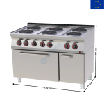 Fourneau électrique avec four électrique à air chaud GN 1/1 - Série REDFOX 700 | SPT7012011E | REDFOX