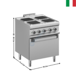 Fourneau 4 zones Carrés sur four statique MAGISTRA 700 | MPQ77FE | MBM ITALY