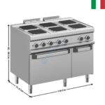 Fourneau 6 zones Carrés sur four statique MAGISTRA 700 | MPQ711FE | MBM ITALY