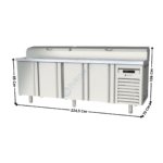 Saladette réfrigérée 700 à couvercle 4 portes GN1/1 TOP / Dessus Granit - 13 x GN1/4 | MFEI70225+GRA | CORECO