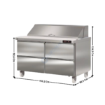 Saladette réfrigérée à couvercle 4 tiroirs - 24 x GN1/6 - Gamme américaine | SDTP6024+562489 | CORECO