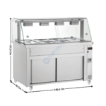 Meuble bain-Marie 140Cm "Série Snack" - 4 x GN1/1 | MFV714 | INOMAK
