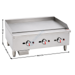 Plancha 3 zones 90cm - GAZ / Chromée - Série Economique | EGG36SX | CUISTANCE