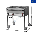Chariot Bain-marie 2 x GN1/1 - Modèle "WIDTH" | VLPD2120 | REDFOX