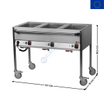 Chariot Bain-marie 3 x GN1/1 - Modèle "WIDTH" | VLPD3120 | REDFOX