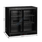 Arrière de bar noir - 2 portes vitrées coulissantes 177 L. | LG198S | CUISTANCE
