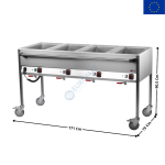 Chariot Bain-marie 4 x GN1/1 - Modèle "WIDTH" | VLPD4120 | REDFOX