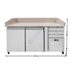 Meuble à pizza réfrigérée - 2 portes pleines 400x600 + 3 tiroirs neutre | THPZ2600TNF | SKYRAINBOW