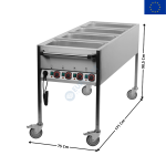Chariot Bain-marie 4 x GN1/1 - Modèle "DEEP" | VLPK4120 | REDFOX