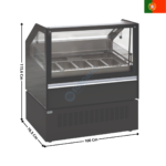 Vitrine 100cm spécial à crème glacée / 7 Bacs - Version Luxe | VGE100 | TENSAI