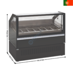 Vitrine 131,5cm spécial à crème glacée / 10 Bacs - Version Luxe | VGE130 | TENSAI