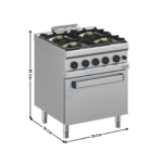 Fourneau Gaz 4 Zones sur Four GN2/1 Gaz Statique | WRG4BFF1 | DIVERSO