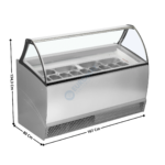 Vitrine 167 cm spécial à crèmes glacées / 13 Bacs - Vitre Incurvée | BERMUDARV13 | ISA