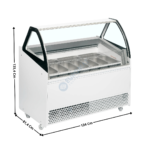 Vitrine 134 cm spécial à crèmes glacées / 10 Bacs - Vitre Incurvée | BERMUDAVIEWRV10 | ISA