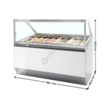 Vitrine 166,1 cm spécial à crèmes glacées / 18 Bacs - Vitre Droite | MILLENNIUMST18 | ISA