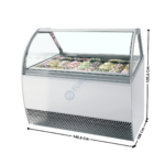 Vitrine 149,6 cm spécial à crèmes glacées / 16 Bacs - Vitre Incurvée | MILLENNIUMLX16 | ISA
