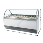 Vitrine 215,6 cm spécial à crèmes glacées / 24 Bacs - Vitre Incurvée | MILLENNIUMLX24 | ISA