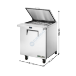 Saladette Haut Rendement - 1 porte pleine - 12 x GN1/6 / Capot en Inox - Premium Series | TSSU2712MCHCFLID | TRUE