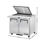Saladette Haut Rendement - 2 portes pleine - 12 x GN1/6 / Capot en Inox - Premium Series | TSSU3612MBHCFLID | TRUE