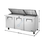 Saladette Haut Rendement - 3 portes pleine - 30 x GN1/6 / Capot en Inox - Premium Series | TSSU7230MBSTHCFLID | TRUE