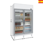 Armoire Vitrine Réfrigérée 1000 L. - Version Double / Avec Canopy - Blanc | AGPA125 | DOCRILUC