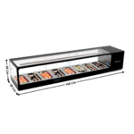 Vitrine à Sushi de Comptoir 168 Cm / 8 x GN1/3 H. 40 - Série Premium | VTLG8S | SAYL