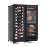 Cave à vin + Cave à fromage/charcuterie - 128 Bouteilles - 3 en 1 | KW180+KSF180INOX | HOREKUS