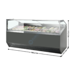 Vitrine 168,2 cm spécial à crèmes glacées / 18 Bacs / Super-Pro - Vitre Incurvée | SUPERCAPRI18 | ISA