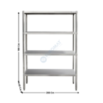 Rayonnage inox 2000x60cm | THSS2060L | SKYRAINBOW