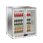 Arrière de bar Inox - 2 portes vitrées battantes 198 L. | LG198BD | DUKERS