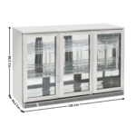 Arrière de bar inox - 3 portes vitrées battantes 330 L. | BBX385 | COOL HEAD
